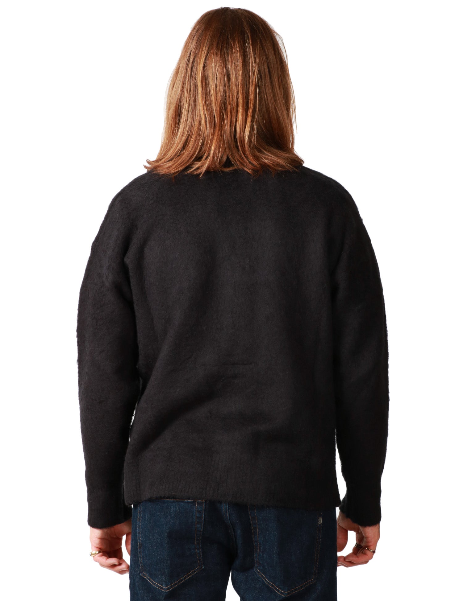 CARDIGAN UOMO ROBERTO COLLINA NERO SPAZZOLATO CON SPALLE SCESE E TASCHE APPLICATE DAVANTI