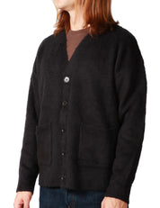 CARDIGAN UOMO ROBERTO COLLINA NERO SPAZZOLATO CON SPALLE SCESE E TASCHE APPLICATE DAVANTI
