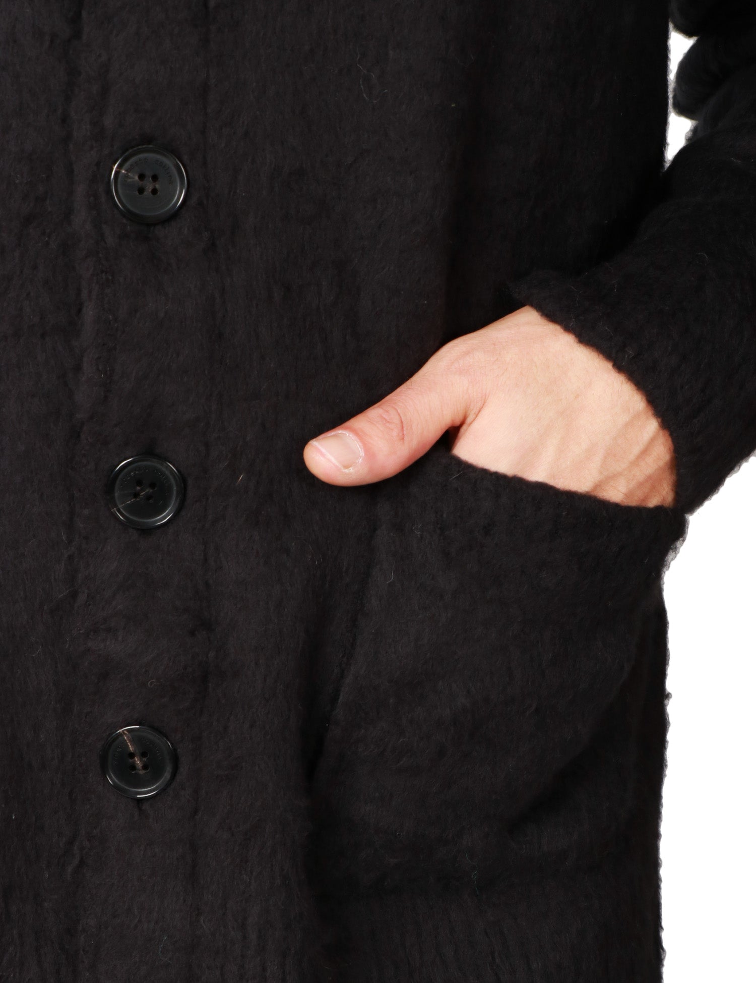 CARDIGAN UOMO ROBERTO COLLINA NERO SPAZZOLATO CON SPALLE SCESE E TASCHE APPLICATE DAVANTI