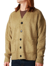 CARDIGAN UOMO ROBERTO COLLINA MILITARE SPAZZOLATO CON SPALLE SCESE E TASCHE APPLICATE DAVANTI