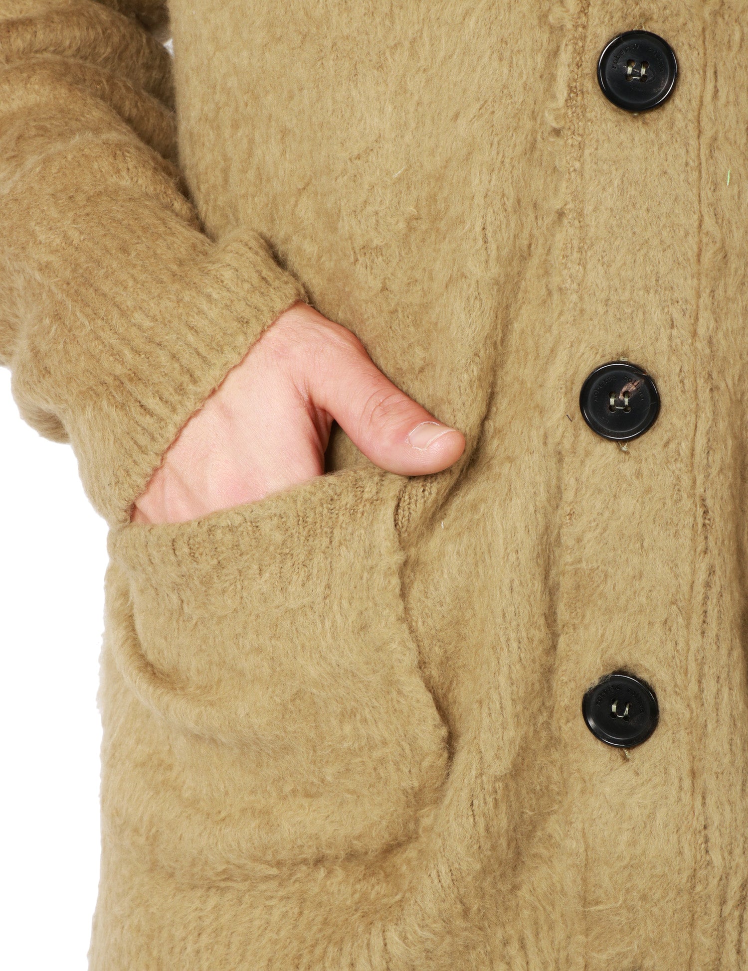 CARDIGAN UOMO ROBERTO COLLINA MILITARE SPAZZOLATO CON SPALLE SCESE E TASCHE APPLICATE DAVANTI