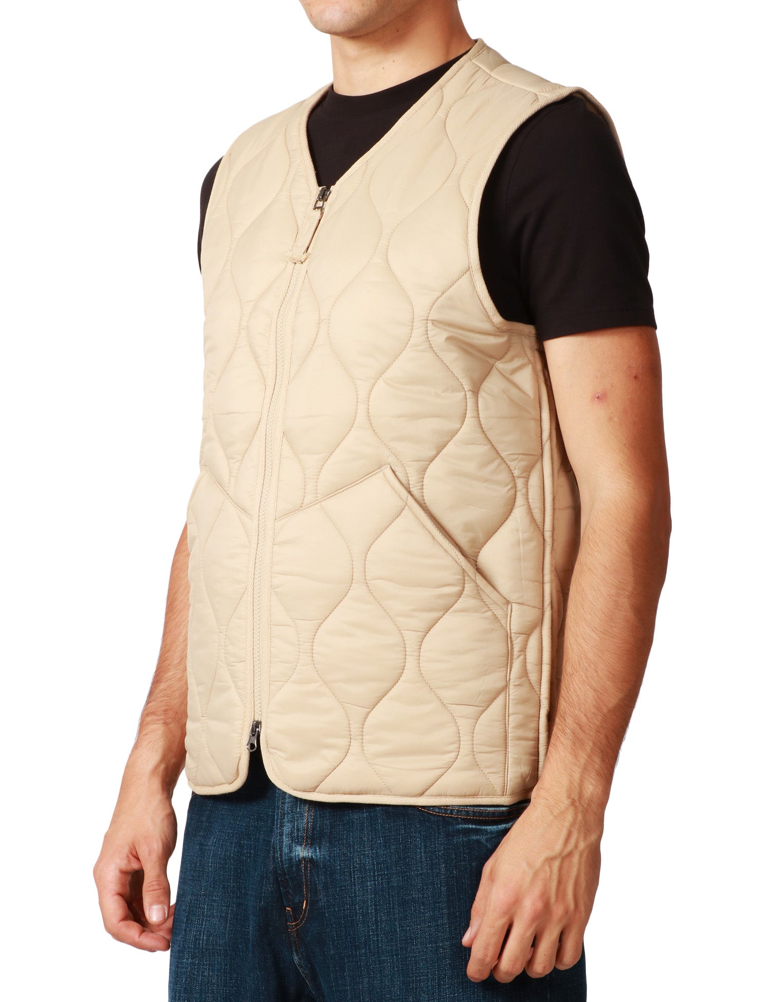 GILET UOMO SEBAGO PLYMOUTH BEIGE TRAPUNTATO CON TASCHE LATERALI E ZIP CENTRALE