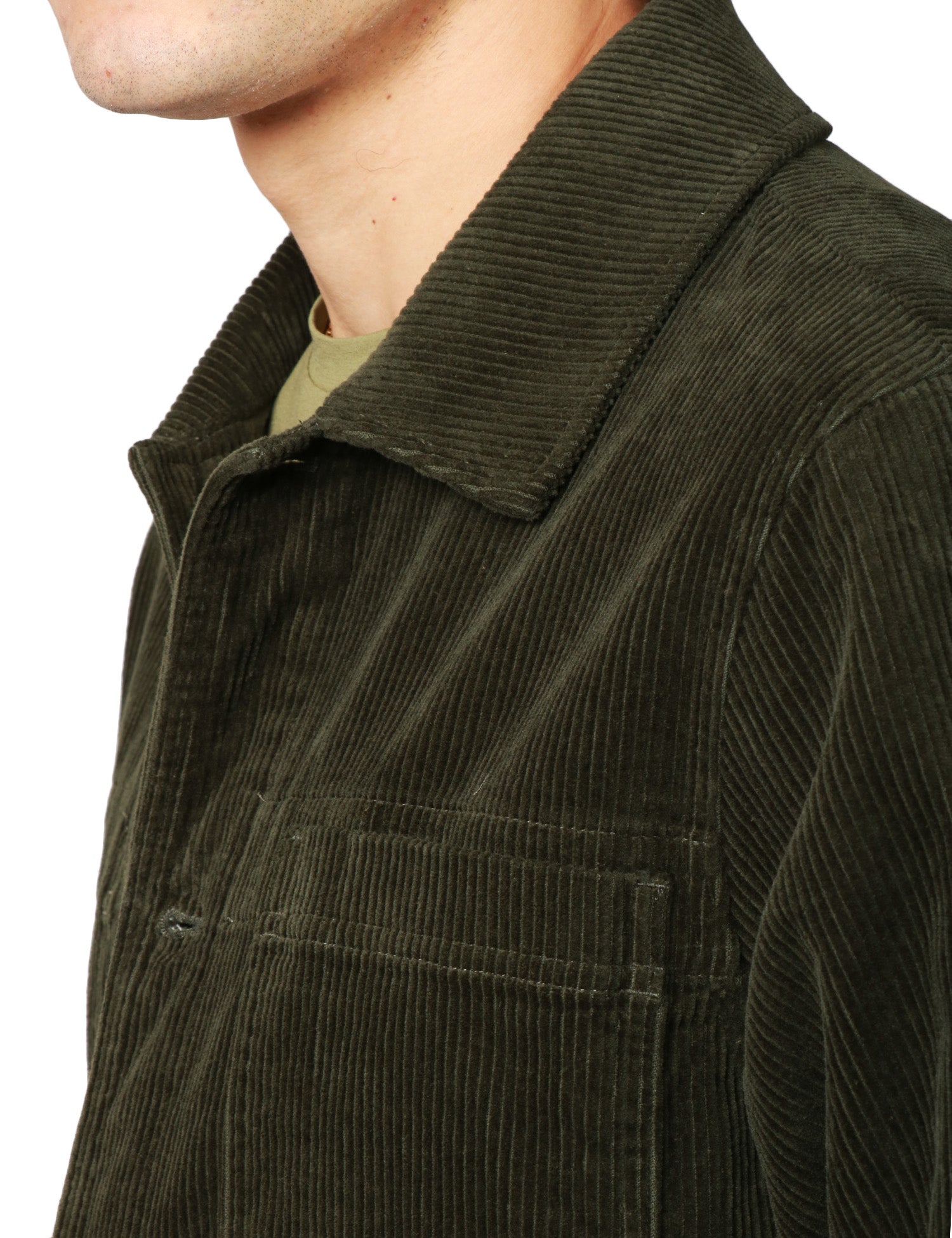 GIUBBOTTO UOMO SEBAGO VERDE SCURO IN VELLUTO DI COTONE A COSTINE CON TRE TASCHE APPLICATE DAVANTI