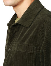 GIUBBOTTO UOMO SEBAGO VERDE SCURO IN VELLUTO DI COTONE A COSTINE CON TRE TASCHE APPLICATE DAVANTI