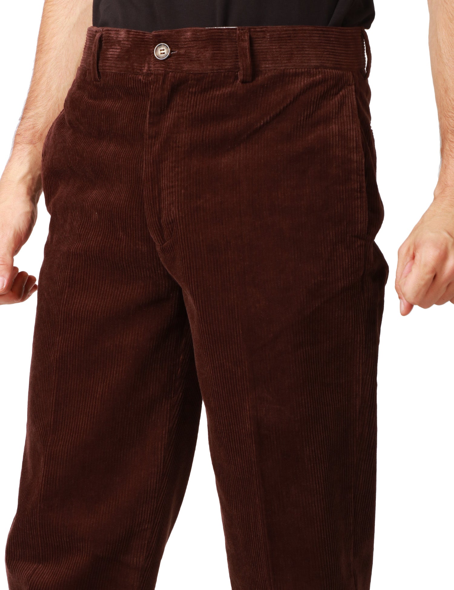 PANTALONE UOMO SEBAGO RENDON CORDUROY MARRONE IN VELLUTO A COSTE A GAMBA DRITTA