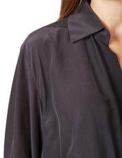 CAMICIA DONNA SEVENTY GRIGIO SCURO IN MISTO SETA CON INCROCIO DAVANTI ED ELASTICO SUL FONDO