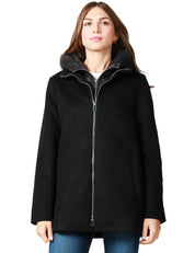 GIUBBOTTO DONNA SEVENTY NERO IN PANNO SCHIACCIATO CON DOPPIA ZIP E INTERNO IN NYLON