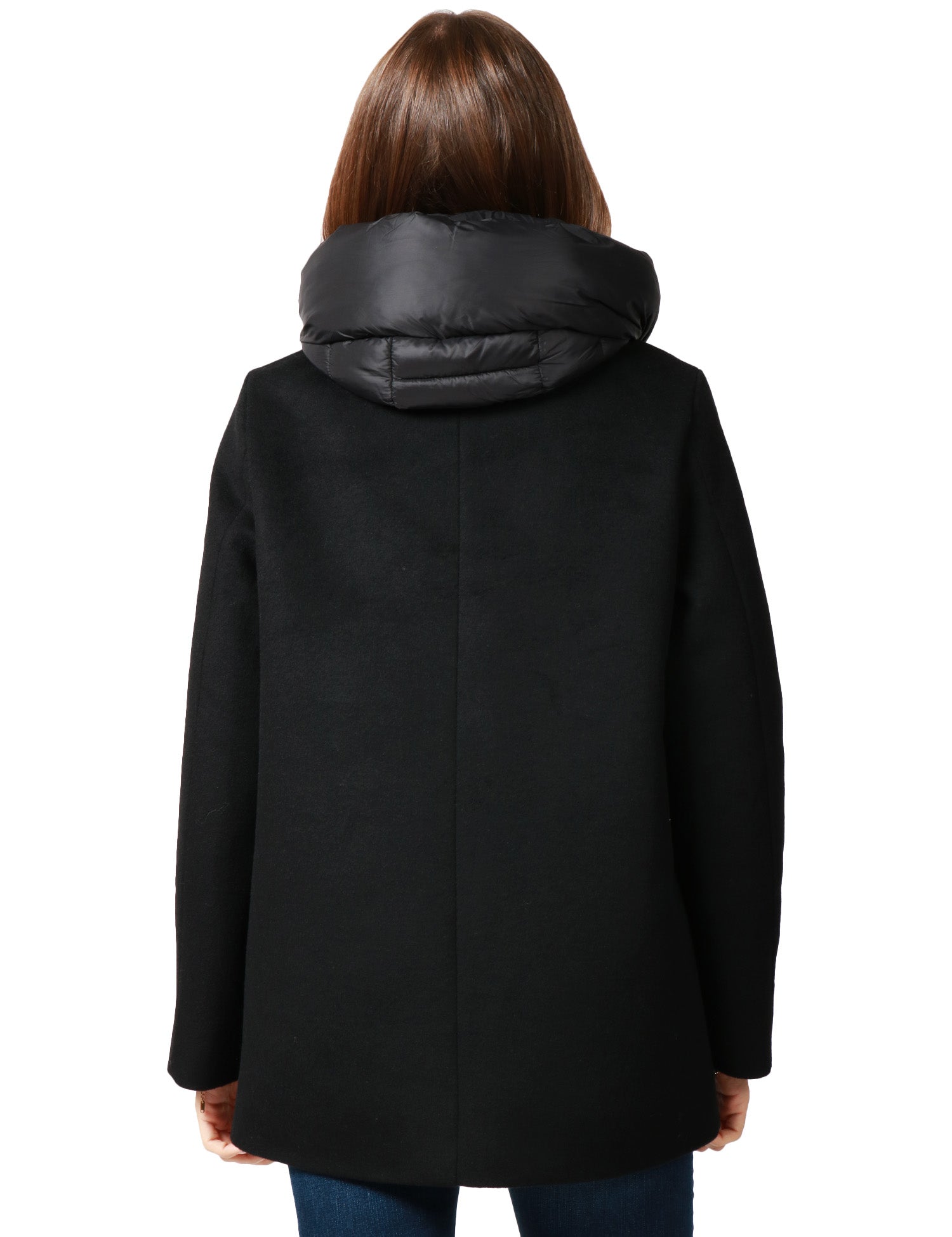 GIUBBOTTO DONNA SEVENTY NERO IN PANNO SCHIACCIATO CON DOPPIA ZIP E INTERNO IN NYLON