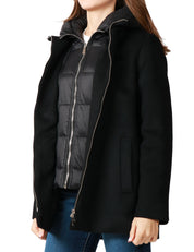 GIUBBOTTO DONNA SEVENTY NERO IN PANNO SCHIACCIATO CON DOPPIA ZIP E INTERNO IN NYLON