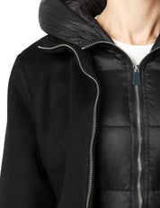 GIUBBOTTO DONNA SEVENTY NERO IN PANNO SCHIACCIATO CON DOPPIA ZIP E INTERNO IN NYLON