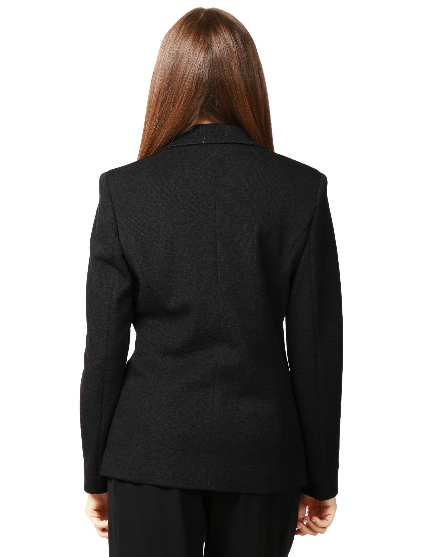 GIACCA DONNA SEVENTY NERA MONOPETTO IN MAGLIA ARMATURATA CON TASCHE APPLICATE DAVANTI