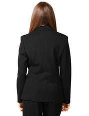 GIACCA DONNA SEVENTY NERA MONOPETTO IN MAGLIA ARMATURATA CON TASCHE APPLICATE DAVANTI