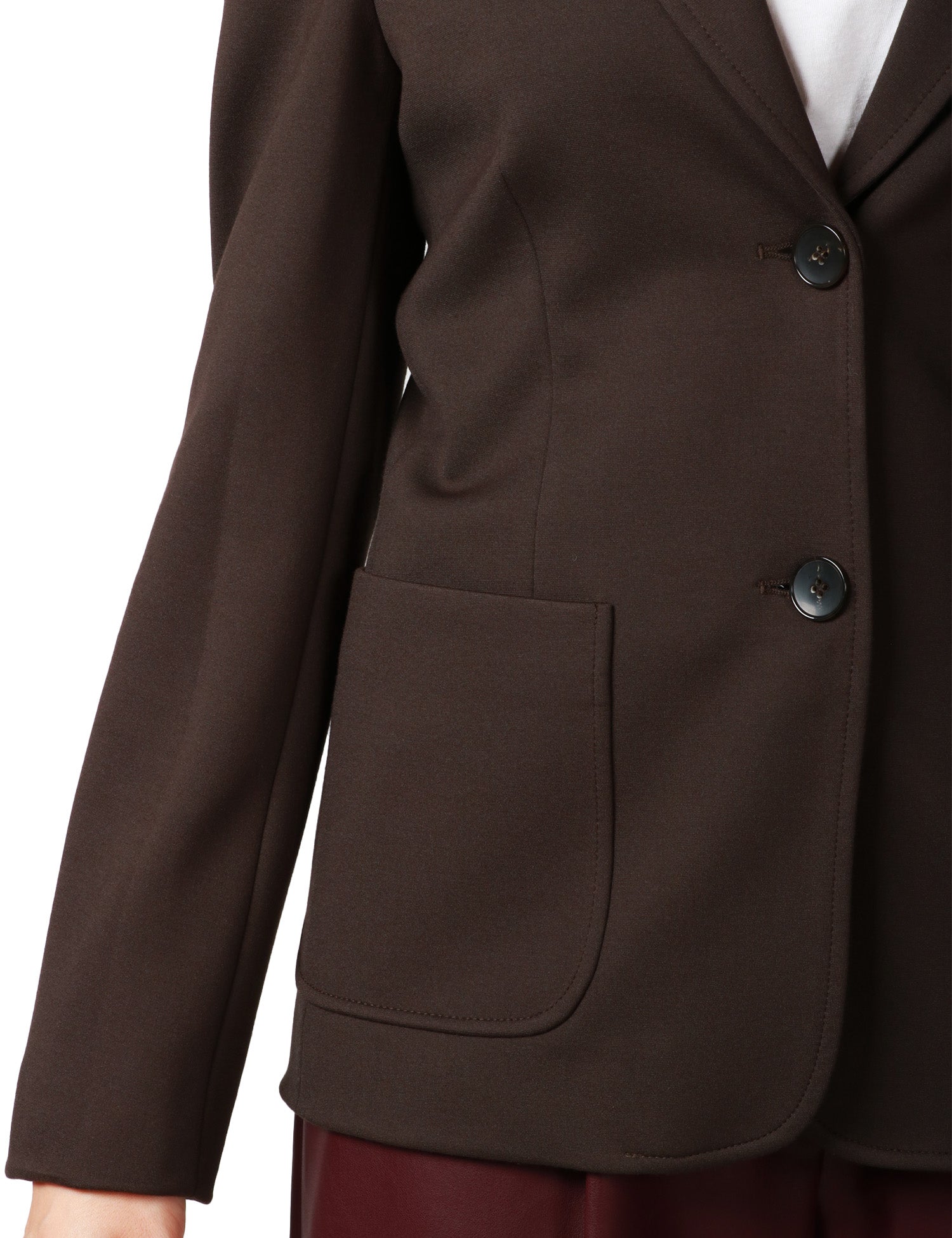GIACCA DONNA SEVENTY MARRONE IN MAGLIA PUNTO STOFFA CON TASCHE APLLICATE DAVANTI