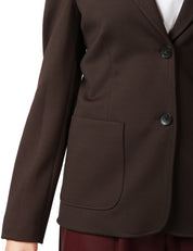 GIACCA DONNA SEVENTY MARRONE IN MAGLIA PUNTO STOFFA CON TASCHE APLLICATE DAVANTI