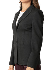 GIACCA DONNA SEVENTY ANTRACITE MONOPETTO IN MAGLIA PUNTO STOFFA CON TASCHE APLLICATE DAVANTI