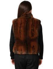 GILET DONNA SEVENTY TERRA IN ECOPELLICCIA CON COLLO ALTO E BOTTONI