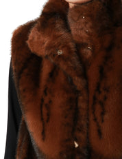 GILET DONNA SEVENTY TERRA IN ECOPELLICCIA CON COLLO ALTO E BOTTONI