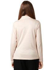MAGLIA POLO DONNA SEVENTY TORTORA A MANICA LUNGA IN MISTO SETA CON BOTTONI