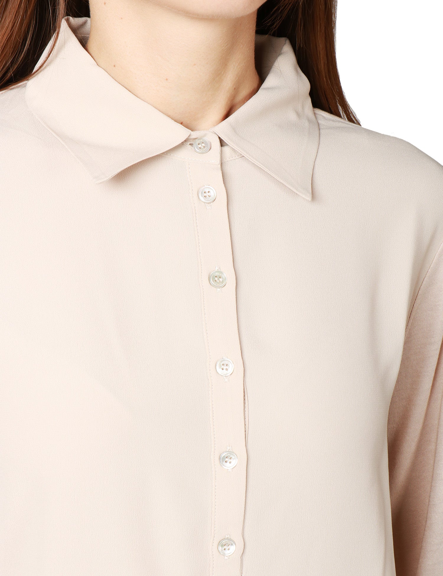 MAGLIA POLO DONNA SEVENTY TORTORA A MANICA LUNGA IN MISTO SETA CON BOTTONI