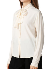 CAMICIA DONNA SEVENTY PANNA IN CRèPE MISTO SETA CON FIOCCO AL COLLO