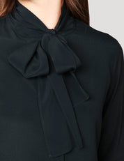 CAMICIA DONNA SEVENTY NERA IN CRèPE MISTO SETA CON FIOCCO AL COLLO