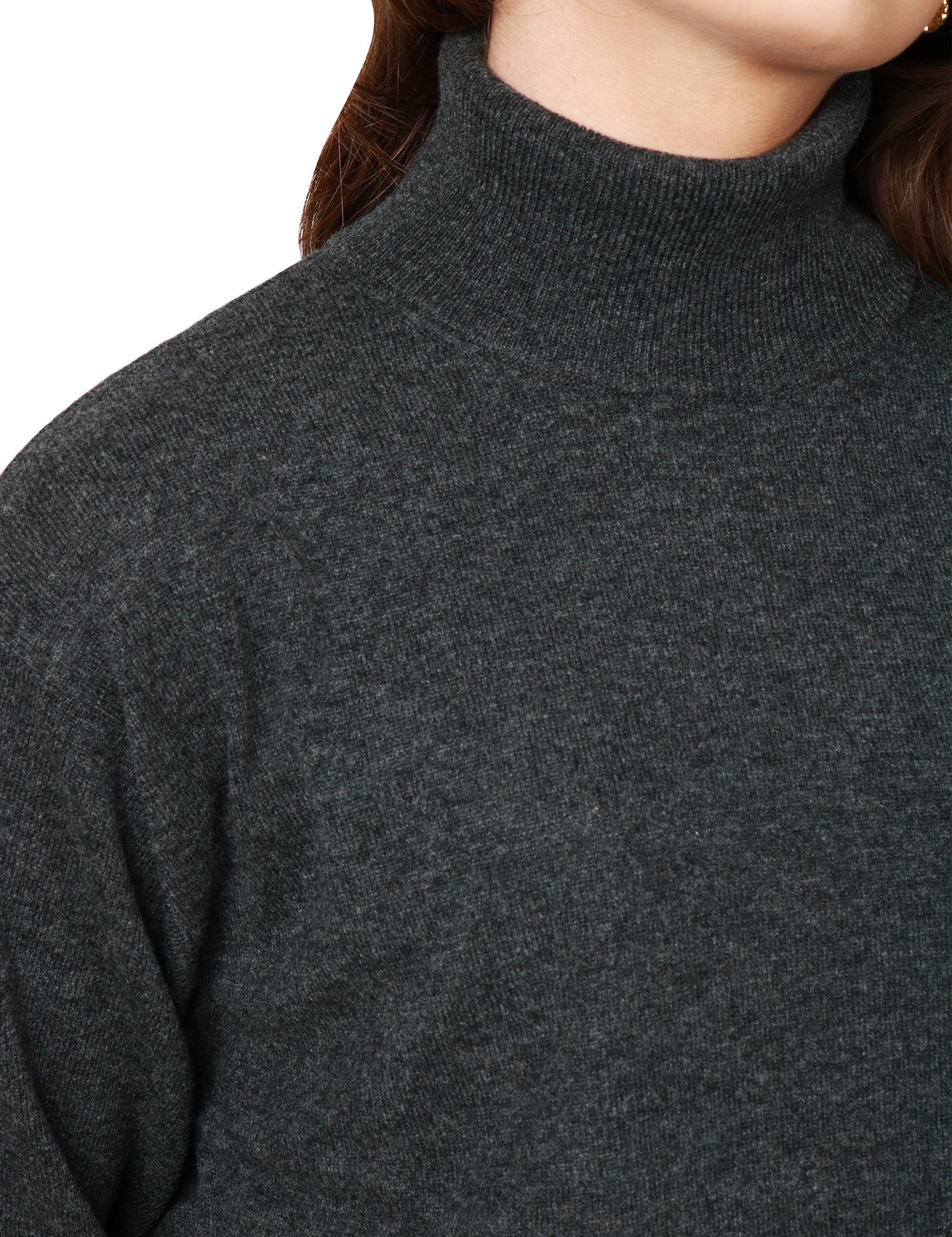 MAGLIA DONNA SEVENTY GRIGIO LUPETTO A MEZZA MANICA IN CASHMERE CON SPACCO LATERALE