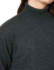 MAGLIA DONNA SEVENTY GRIGIO LUPETTO A MEZZA MANICA IN CASHMERE CON SPACCO LATERALE