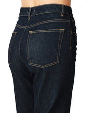 JEANS DONNA SEVENTY DENIM SCURO CON IMPUNTURE A CONTRASTO WIDE LEG IN MISTO CASHMERE