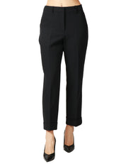 PANTALONE DONNA SEVENTY NERO A GAMBA DRITTA IN TESSUTO TECNICO POLY