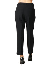 PANTALONE DONNA SEVENTY NERO A GAMBA DRITTA IN TESSUTO TECNICO POLY