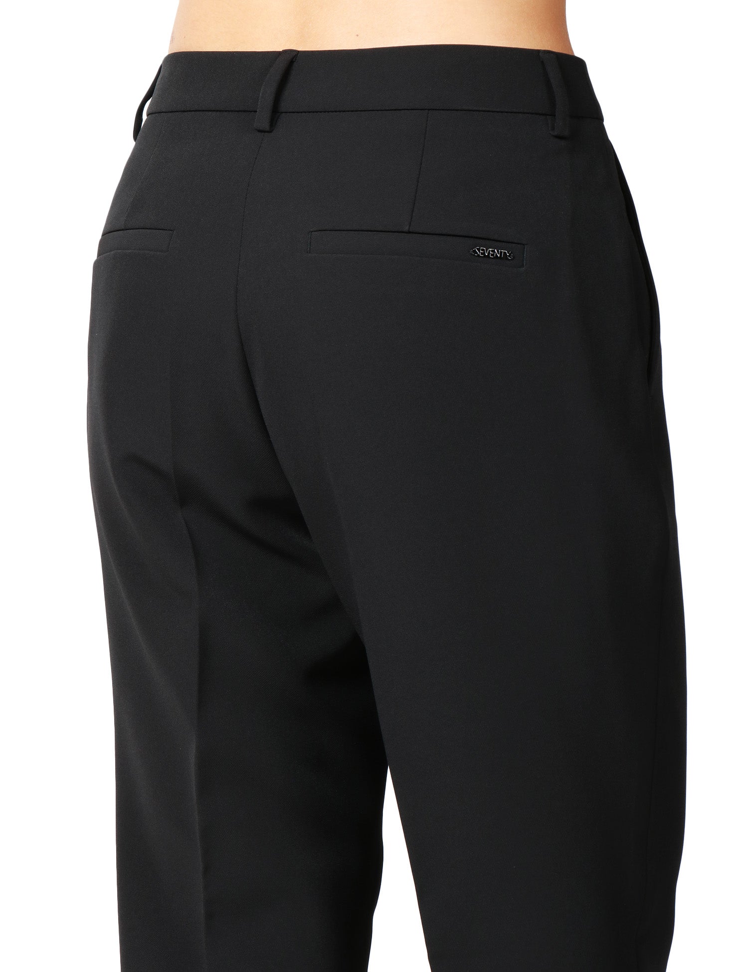 PANTALONE DONNA SEVENTY NERO A GAMBA DRITTA IN TESSUTO TECNICO POLY