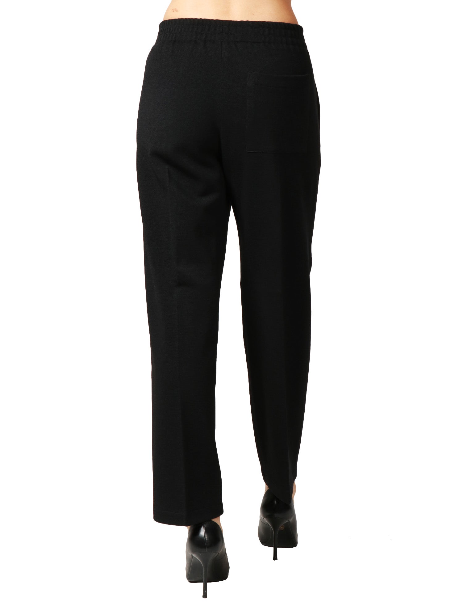 PANTALONE DONNA SEVENTY NERO A GAMBA DRITTA IN MAGLIA ARMATURATA CON ELASTICO IN VITA