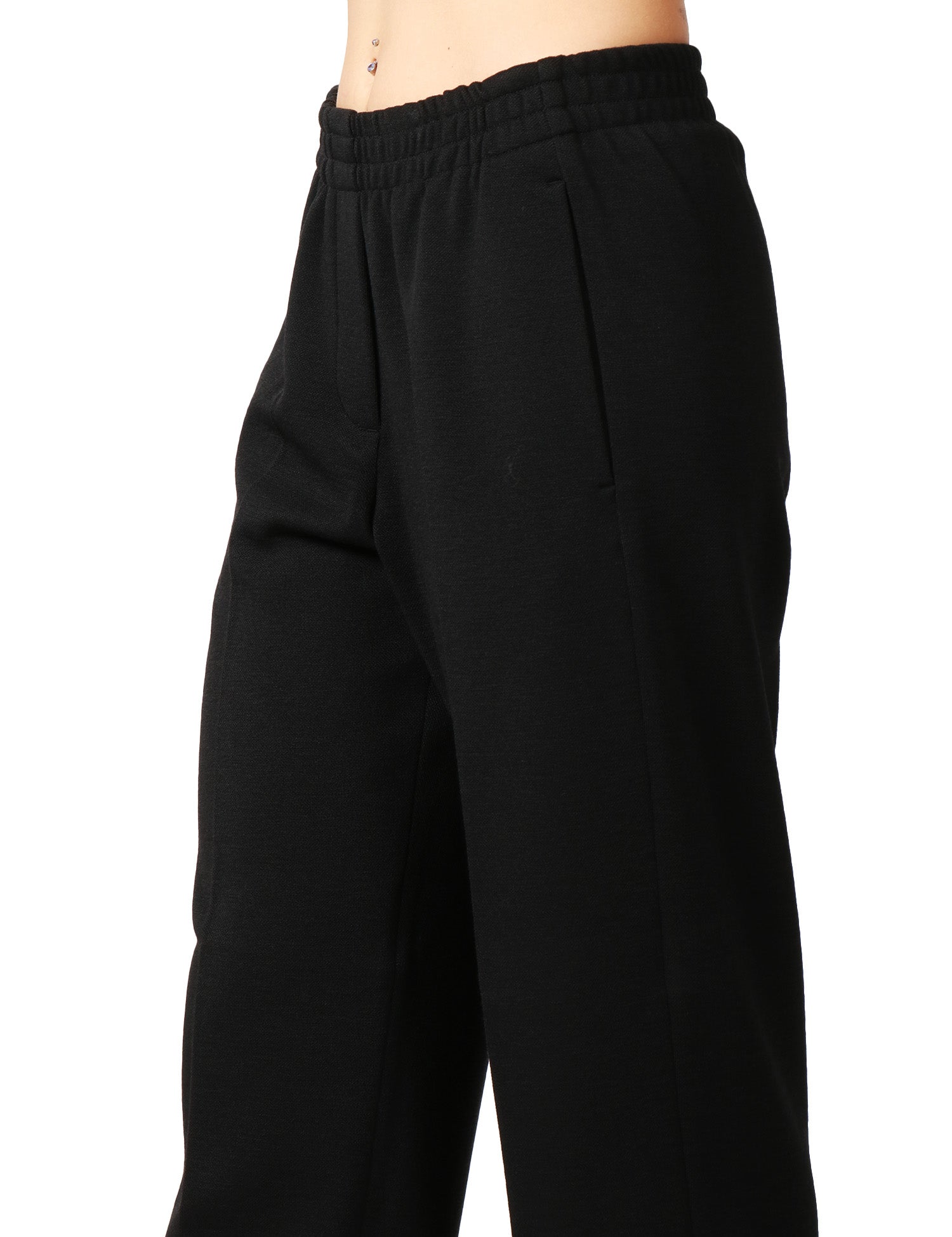 PANTALONE DONNA SEVENTY NERO A GAMBA DRITTA IN MAGLIA ARMATURATA CON ELASTICO IN VITA
