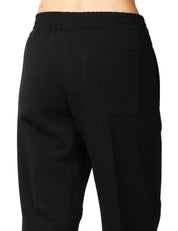 PANTALONE DONNA SEVENTY NERO A GAMBA DRITTA IN MAGLIA ARMATURATA CON ELASTICO IN VITA