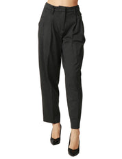 PANTALONE DONNA SEVENTY ANTRACITE A GAMBA DRITTA CON PENCES IN PUNTO STOFFA COMPATTO