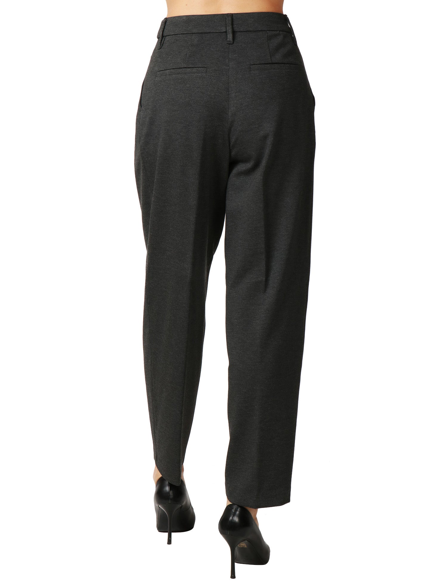 PANTALONE DONNA SEVENTY ANTRACITE A GAMBA DRITTA CON PENCES IN PUNTO STOFFA COMPATTO