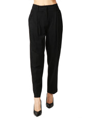 PANTALONE DONNA SEVENTY NERO IN PUNTO STOFFA A SIGARETTA CON PENCES