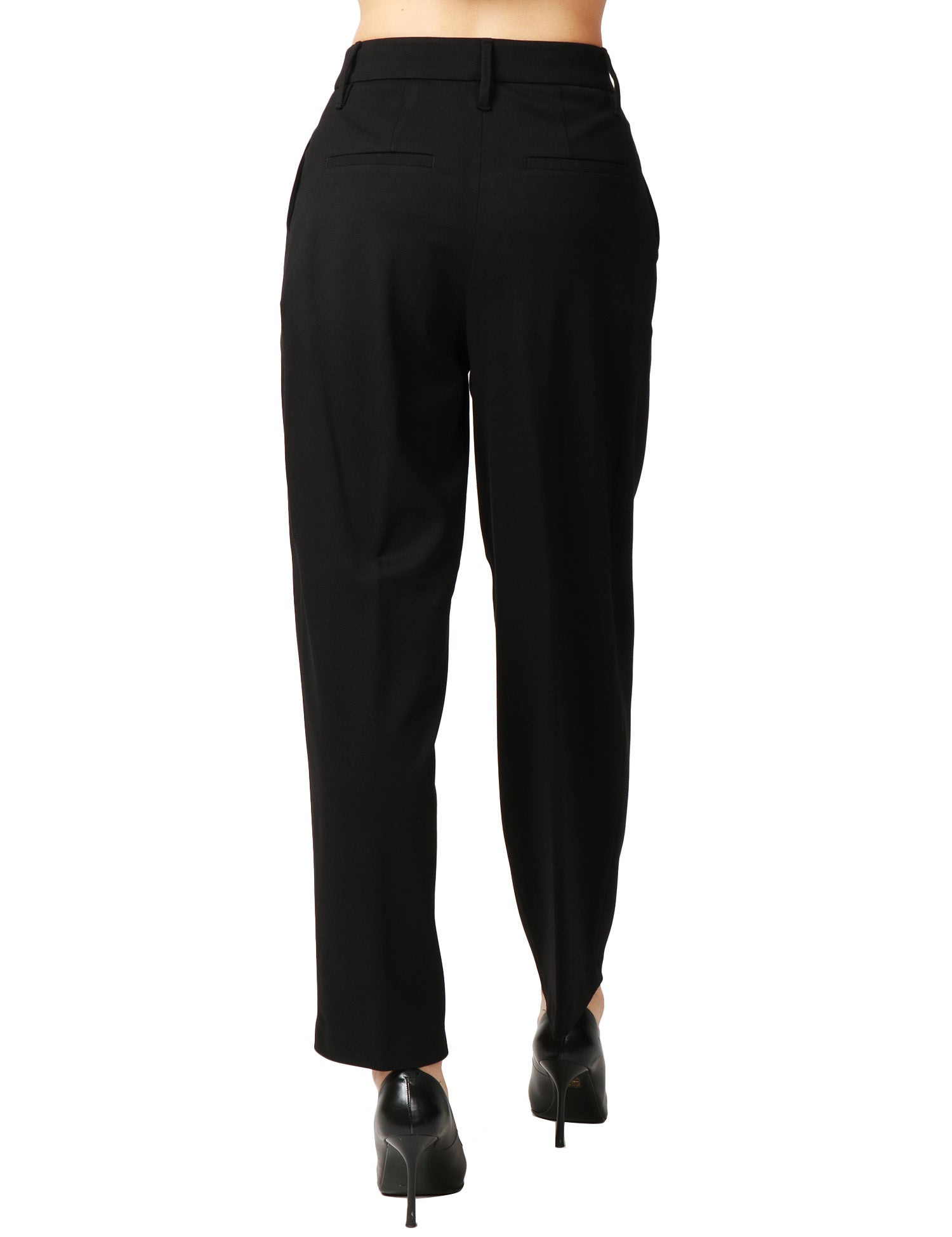 PANTALONE DONNA SEVENTY NERO IN PUNTO STOFFA A SIGARETTA CON PENCES