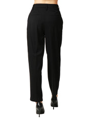 PANTALONE DONNA SEVENTY NERO IN PUNTO STOFFA A SIGARETTA CON PENCES