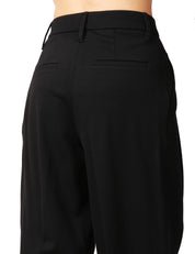 PANTALONE DONNA SEVENTY NERO IN PUNTO STOFFA A SIGARETTA CON PENCES