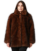 Ecopelliccia donna tavus milano dark brown lunghezza media con colleto