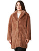 Ecopelliccia donna tavus milano marrone chiaro lunghezza media con collo rever