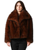 Ecopelliccia donna tavus milano dark brown a pelo medio con maxi collo
