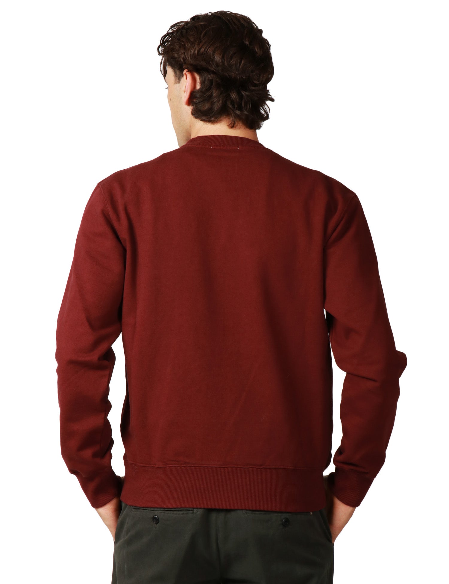 FELPA UOMO TELA GENOVA BENITO BORDEAUX GIROCOLLO 100% COTONE