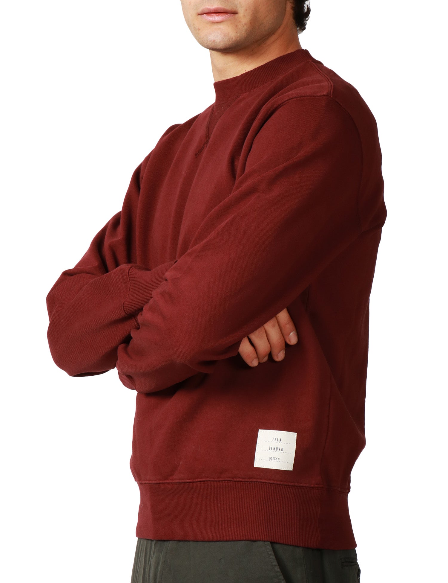 FELPA UOMO TELA GENOVA BENITO BORDEAUX GIROCOLLO 100% COTONE