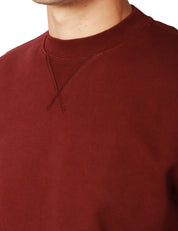 FELPA UOMO TELA GENOVA BENITO BORDEAUX GIROCOLLO 100% COTONE