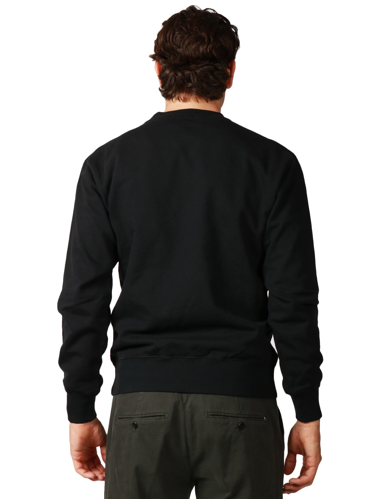 FELPA UOMO TELA GENOVA BENITO NERA GIROCOLLO 100% COTONE