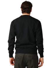 FELPA UOMO TELA GENOVA BENITO NERA GIROCOLLO 100% COTONE