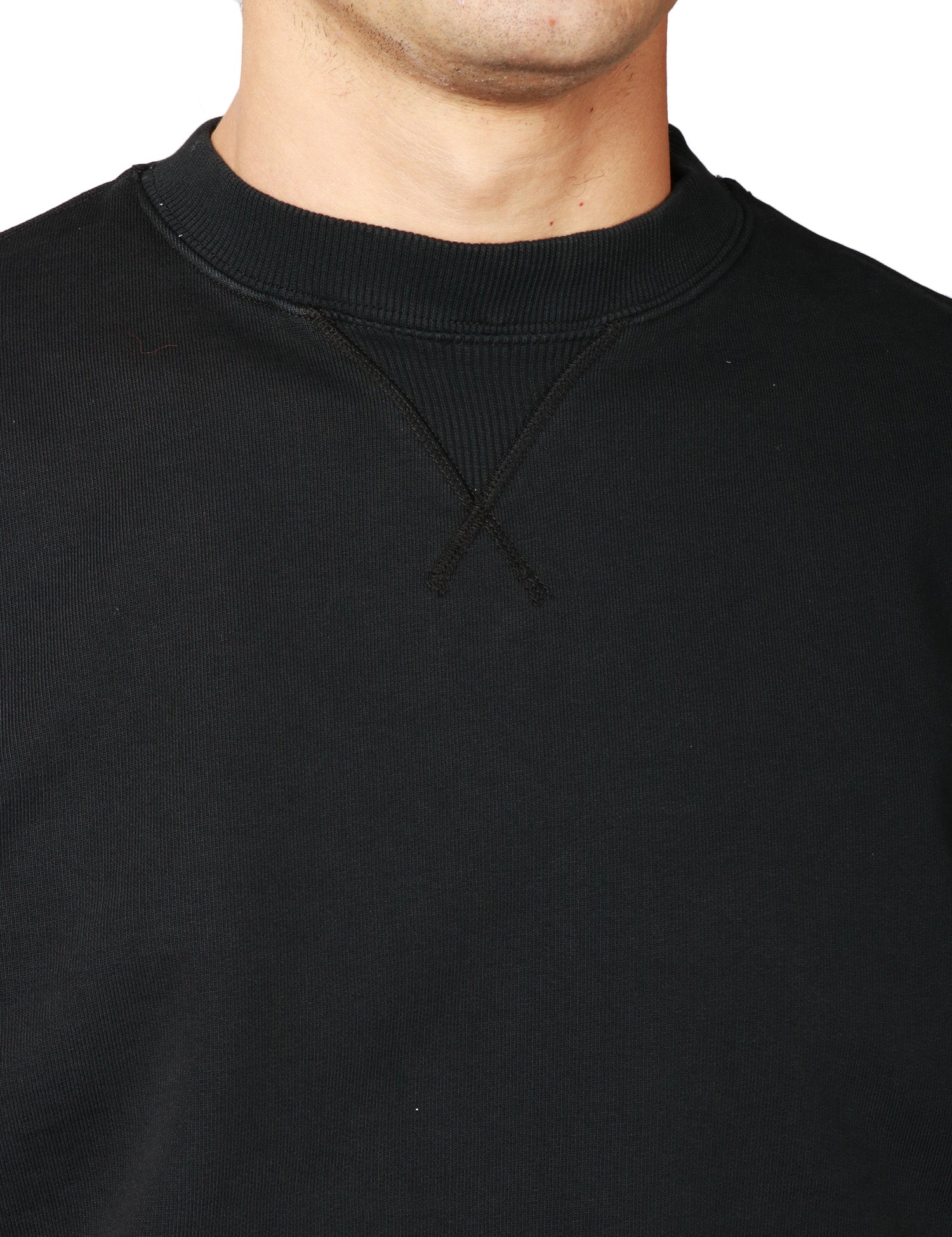 FELPA UOMO TELA GENOVA BENITO NERA GIROCOLLO 100% COTONE