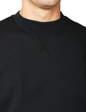 FELPA UOMO TELA GENOVA BENITO NERA GIROCOLLO 100% COTONE